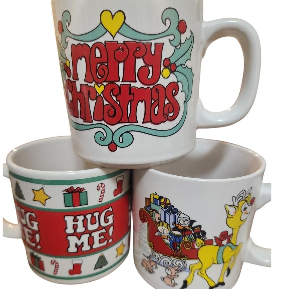 Vintage Coffee Mugs | Pick 1! | Rudolph | Merry Christmas